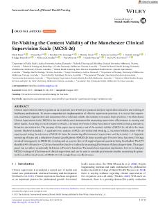 Re-Visiting the Content Validity of the Manchester Clinical Supervision ...