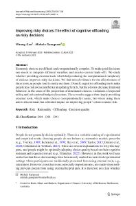 Improving risky choices: The effect of cognitive offloading on risky ...