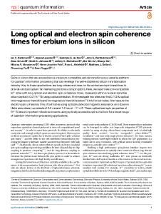 Long optical and electron spin coherence times for erbium ions in silicon