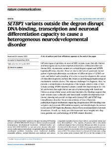 SETBP1 variants outside the degron disrupt DNA-binding, transcription ...