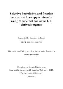 Selective flocculation and flotation recovery of fine copper minerals ...
