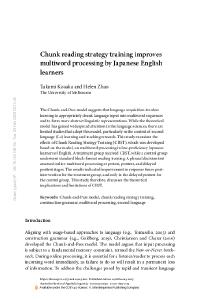 Chunk reading strategy training improves multiword processing by ...