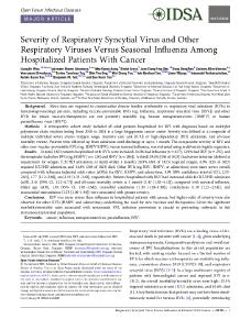 Severity of Respiratory Syncytial Virus and Other Respiratory Viruses ...